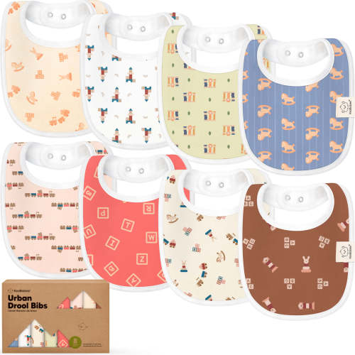 8-Pack Urban Drool Bibs - Toy Land / One Size