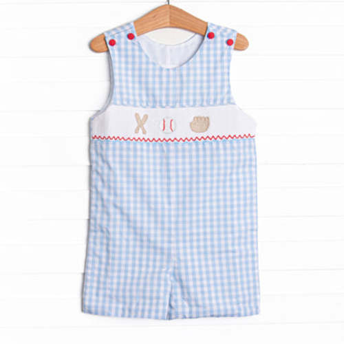 Foul Ball Smocked Jon Jon, Blue – Stitchy Fish