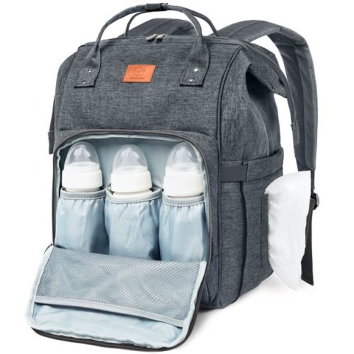 KeaBabies Original Diaper Bag Toddler Backpack, Multi Functional, Water-resistant, Large Baby Bags for Girls, Boys (Mystic Gray)