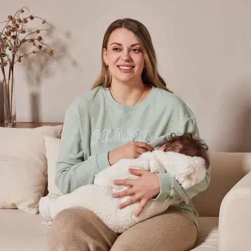 Waffle Knit Mama With Zippers Breastfeeding Sweatshirt - TikTok Shop
