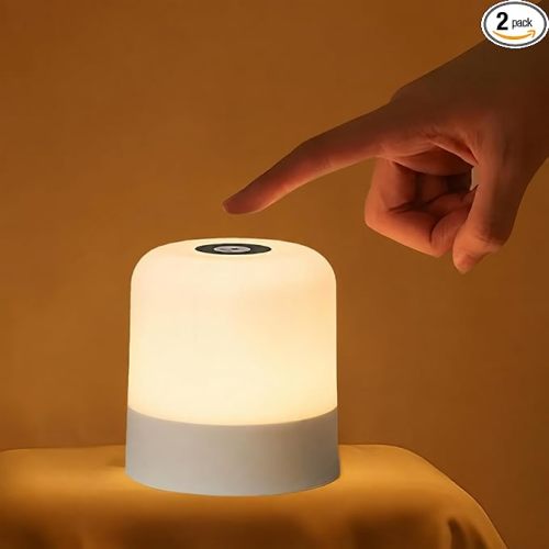Portable Baby Night Light, 3 Color Egg Lights for Nursery, 2400mAh, Small Rechargeable LED Lamp, Dimmable Touch Nightlight for Newborn, Toddler, Kids, Adults 2 Pack