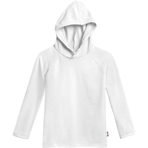 City Threads Swim UPF 50+ Hooded Long Sleeve Rashguard Tee for Boys and Girls - USA-Made, White, 6-9M