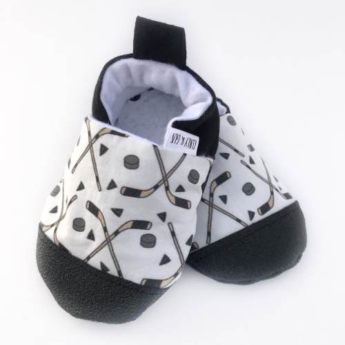 Hockey Baby Booties: Handmade Soft Sole Baby Slippers