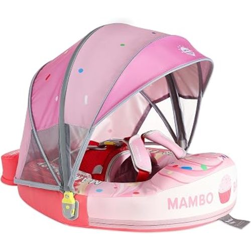 Mambobaby Float Deluxe Baby Pool Float: Safe & Comfortable Swim Trainer for Infants & Toddlers, Non-Inflatable Design, Fun Water Experience for Ages 3-24 Month-Cupcake