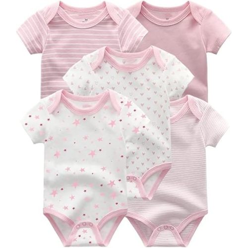 Chamie Newborn Baby Bodysuit 5-Pack Short Sleeve Baby Clothes for Boys and Girls
