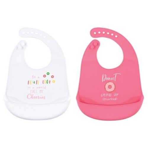 Hudson Baby Infant Girl Silicone Bibs 2pk, Fruitloop, One Size