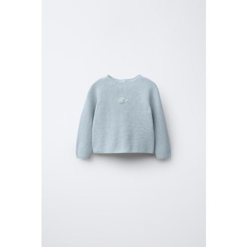 EMBROIDERED ELEPHANT PURL KNIT SWEATER - Sky blue | ZARA United States