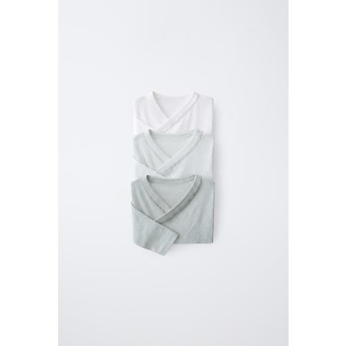3-PACK POINTELLE CROSSOVER BODYSUTIS - Sea green | ZARA United States