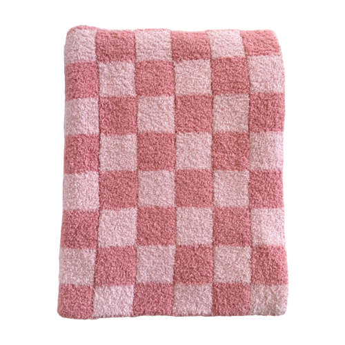 Phufy® Bliss Checkerboard Blanket, Strawberry/Carnation
