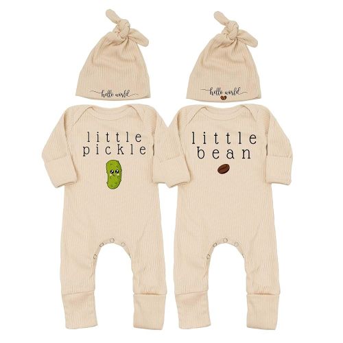 Little Bean Baby Bodysuit Hat - Newborn Fall One-Piece Romper Coming Home Outfit Infant Boy Girls Jumpsuit 0-3 Month