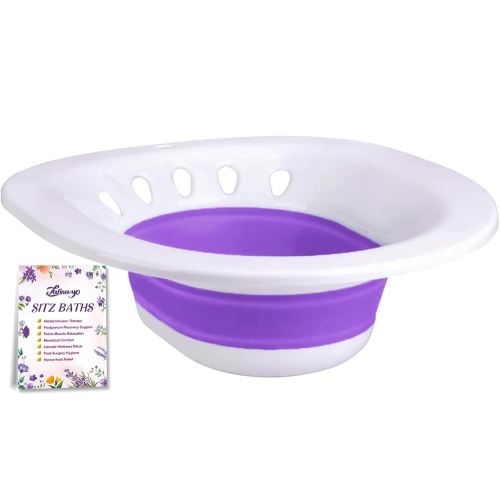 Sitz Bath for Toilet Seat, Foldable Postpartum Care Basin, Sitz Bath Tub for Soothes and Hemorrhoids and Perineum, Yoni Steam