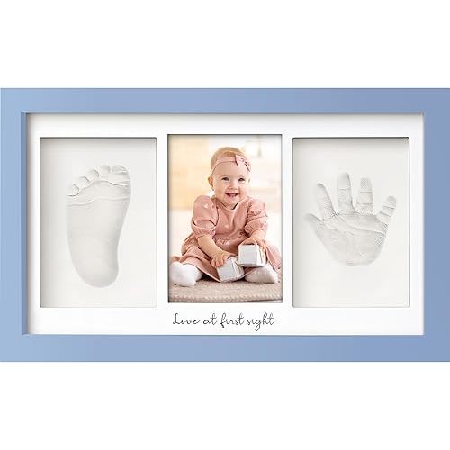 KeaBabies Baby Hand and Footprint Kit - Clay Handprint Keepsake Frame, Newborn Nursery Picture Frame, Personalized New Mom Gifts for Baby First Christmas Shower (Cornflower)
