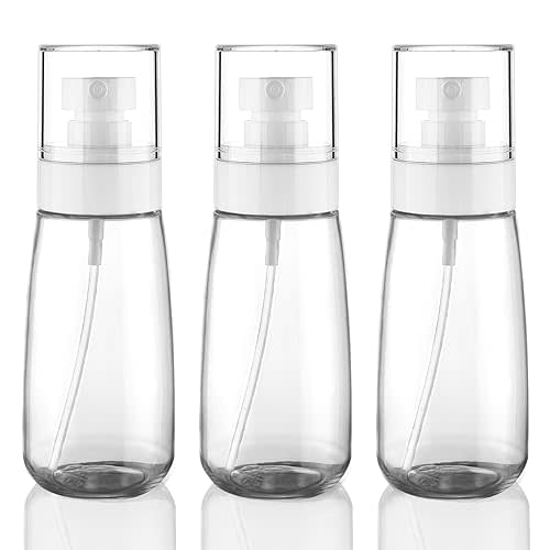 Cosywell Fine Mist Spray Bottle TSA Approved 3.4oz 100ml 3 Pack Empty Cosmetic Refillable Travel Containers Plastic Spray Bottle for Perfume Essential Oils Toners Rose Water Cosmetics (3Clear)