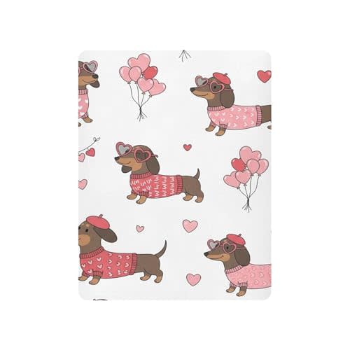 Burbuja Fitted Crib Sheet for Girls and Boys, Love Dachshunds Soft Breathable Sheet for Standard Crib and Toddler Bed Mattresses, 27 x 39 in