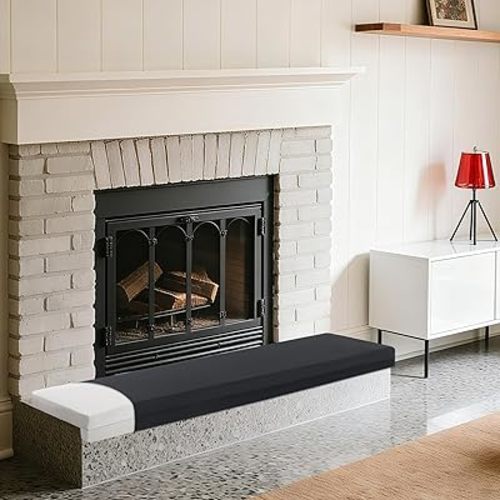 MABOZOO 2-Inch Thick Fireplace Hearth Cushion, 72"x14" Baby Proofing Seat Edge Pad for Child Safety, Soft Fireplace Baby Proofing Bench & Windowsill Protector, Black