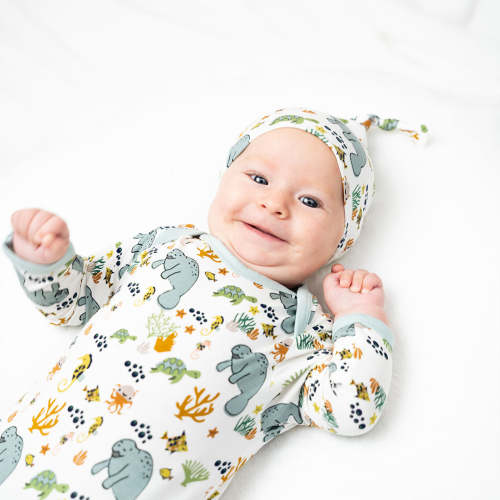Manatee Newborn Gift Set - Bamboo Baby Gown and Hat – Emerson and Friends