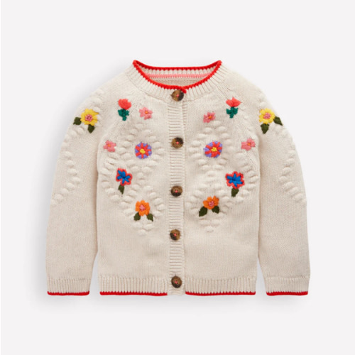 Cotton Embroidered Cardigan-Ecru Flowers | Boden USA