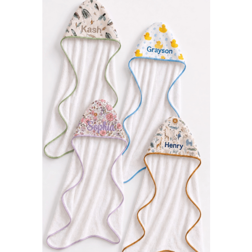 Kids Embroidered Bamboo Hooded Towels