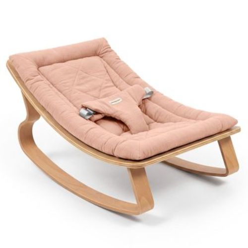 Comfy Cubs Baby Rocker for Ages 0-24 Months, Wooden Baby Recliner with Soft Removable Cotton Cushion - Blush