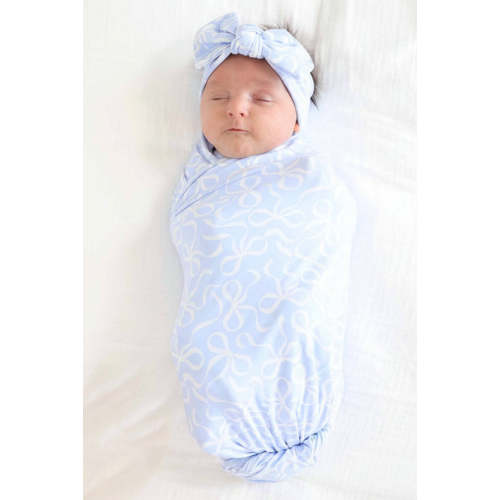 Blue-tiful Bows Oversized Swaddle Blanket