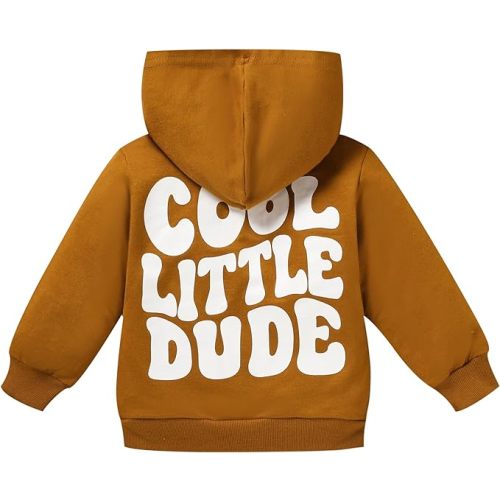 ZOELNIC Toddler Baby Boy Fall Winter Hooded Clothes Baby Boy Hoodie Tops Letter Printed Long Sleeve Sweatshirt