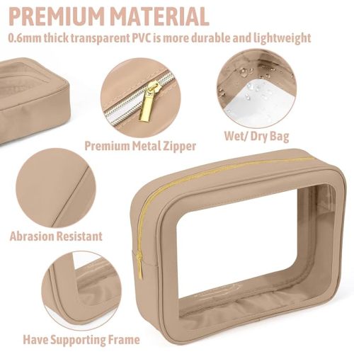 YOPCDJ 5PCS Diaper Bag Organizer Pouch Set, TSA Approved Toiletry Bag，Clear Waterproof TPU Makeup Bag Set Travel Organizer Bags for Women and Kids,Mothers Day Gifts