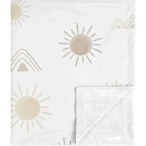 Sweet Jojo Designs Boho Desert Sun Baby Girl Blanket Receiving Security Swaddle for Newborn Toddler Nursery Car Seat Stroller Minky - Blush Pink Mauve Gold Taupe Bohemian Watercolor Mountains
