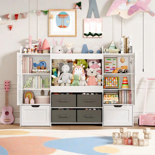 Isabelle & Max™ 61" W Toy Storage Organizer, Kids Toy Storage With Stuffed Animal Storage, 2 Movable Toy Box, 4 Storage Bins And 2 Magnetic Board, Montessori Bookshelf For Kid Toy Room Organization & Reviews | Wayfair