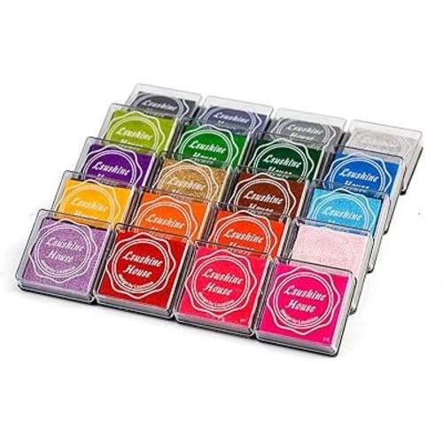Lsushine Craft Ink Pad Stamps Partner DIY Color,20 Colors Rainbow Finger Ink pad for Kids (Pack of 20)