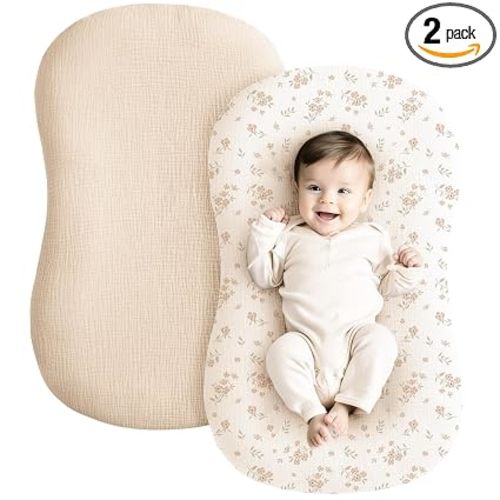 Konssy 2 Pack Muslin Baby Lounger Covers, Covers Only, 30.7" x 20"