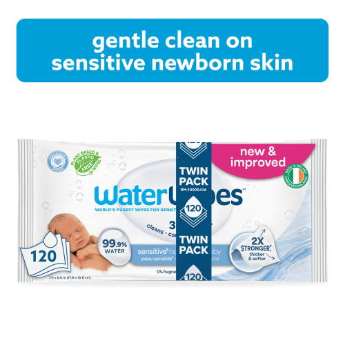 WaterWipes Sensitive+ Newborn & Baby Wipes, 3-In-1 Cleans, Cares, Protects, 99.9% Water, Unscented & Hypoallergenic, 120 count (2 packs) - Walmart.ca