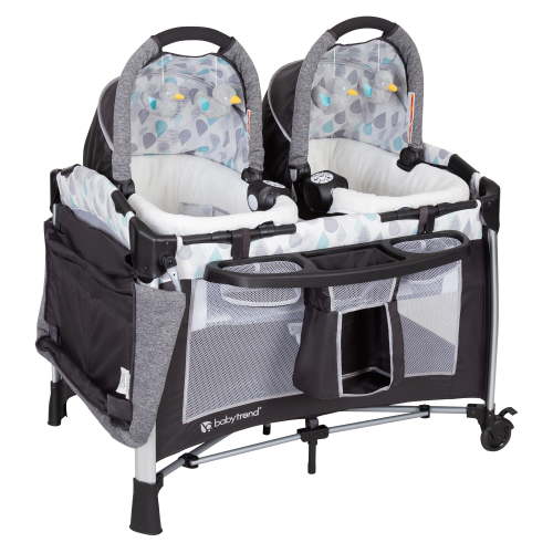 Baby Trend Go-Lite Twins Nursery Center Playard with Bassinet and Travel Bag - Drip Drop Blue - Blue, Unisex