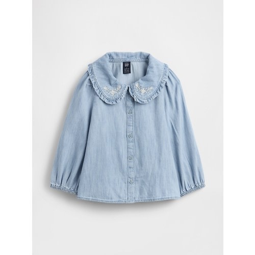 Baby & Toddler Denim Ruffle Collar Shirt