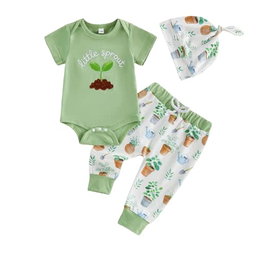 GOOCHEER Newborn Baby Boy Summer Outfit Sailboat New To The Crew Little Captain Short Sleeve Romper Pants Hat 3Pc Clothes Set