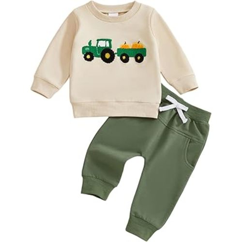 CIYCUIT Baby Boy Outfits Embroidered Sweatshirt Pants Set Fall Winter Clothes