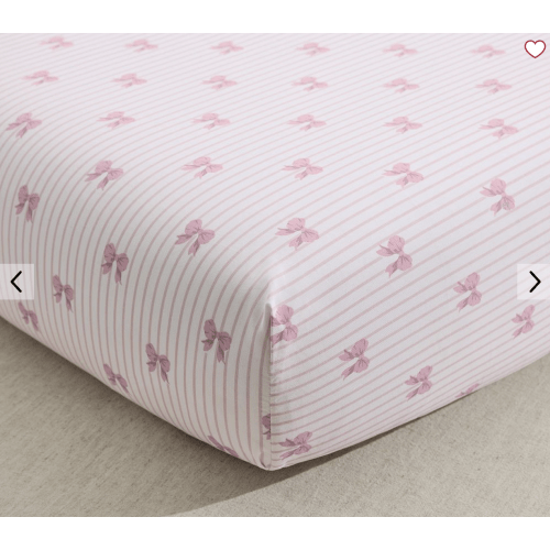 Bow Stripe Organic Cotton Crib Fitted Sheet