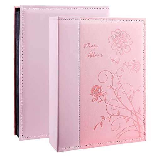 Artmag Photo Album 4x6 300 Photos, Extra Large Capacity Leather Cover Wedding Family Photo Albums Holds 300 Horizontal 4x6 Photos(Pink)