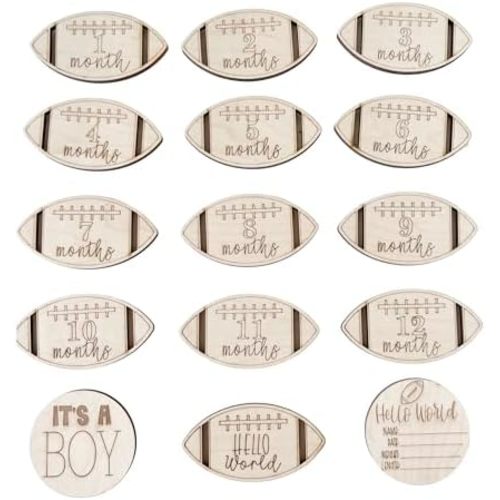 Wooden Monthly Milestone Cards – Set for Baby Photos – Newborn Milestone Discs – Engraved Wooden Baby Age Markers for Monthly Growth Photos – Perfect Baby Shower Gift