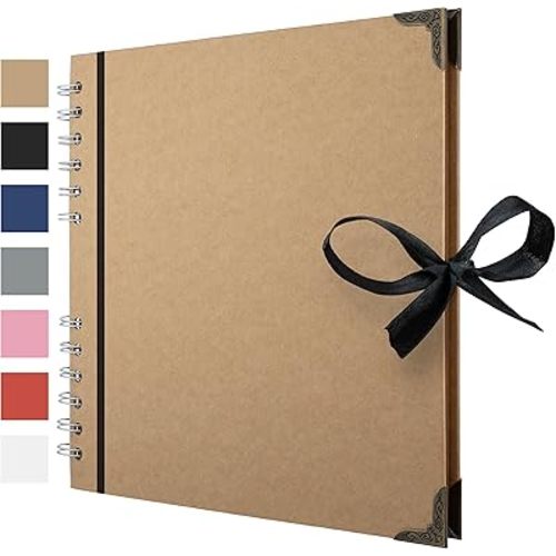 Bstorify Scrapbook Album 60 Pages (8 x 8 Inch) Brown Thick 200gsm Kraft Paper, Photo Album Scrapbook, Memory Book - Ideal for Your Scrapbooking Albums Art & Craft Projects