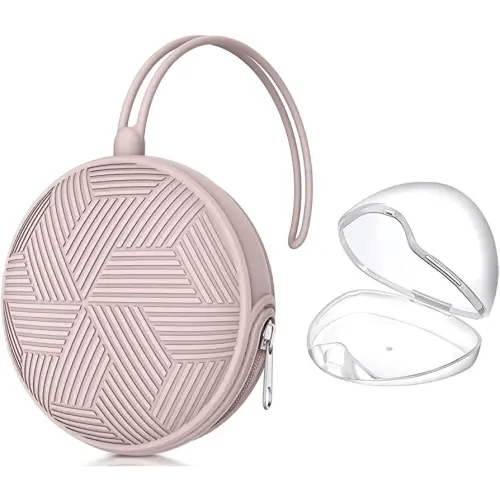 Smlpuame Pacifier Holder Case,Mothers Day Gifts for Mom BPA Free Portable Silicone Baby Pacifier Cover Pouch for Diaper Bag Stroller,Travel Outdoor Activities,Easy to Clean(Pink)