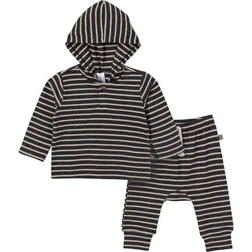 Modern Moments™ by Gerber Baby Boys' Hooded Hacci Top and Pant Set, Dark Grey Heather, 3-6 Months