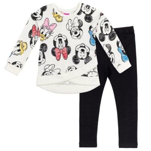 Disney Minnie Mouse Baby Girls' Glitter Graphic Pullover and Jersey Leggings Outfit Mickey Friends Black 24 Months