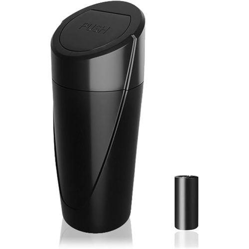 Car Trash Can Bin with Lid - Car Garbage Can Cup Holder - Black Mini Leakproof Vehicle Trash Garbage Can Bin with 20pcs Trash Bags-Car Organizers and Storage for Front Back Seat Accessories