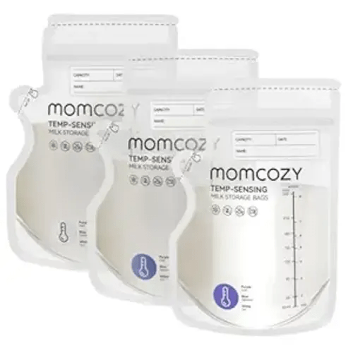 Momcozy Easy Pour Breastmilk Storage Bag, 8Oz, Temp-Sensing Color Change, 120 Count Milk Bag with Self Standing for Breastfeeding, No Leak Presterilized for Freezer, Recyclable & BPA Free