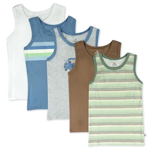 HonestBaby Unisex-Baby Sleeveless Muscle T-Shirts 100% Organic Cotton for Infant Baby and Toddler Boys, Girls