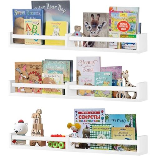 birola Nursery Book Shelves 32 inches Set of 3,Wall Bookshelves for Kids,Nursery Shelves for Bookshelf Wall,Book Shelf Organizer for Kids(White)
