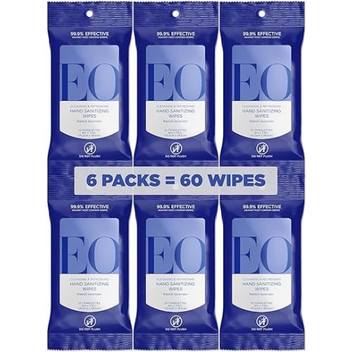 EO, Hand Sanitizer Wipe Lavender Pop Organic, 10 Count, 6 Pack