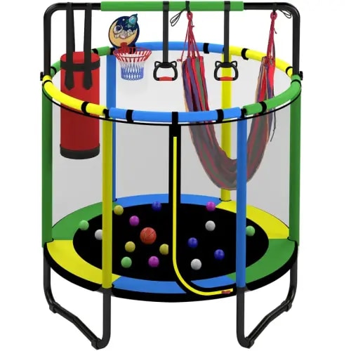 Segmart Mini Round Trampoline for Kids with Basketball Hoop, - TikTok Shop
