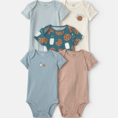 Baby Boy 5-Pack Milk & Cookies Short-Sleeve Bodysuits | Carter’s Oshkosh Canada