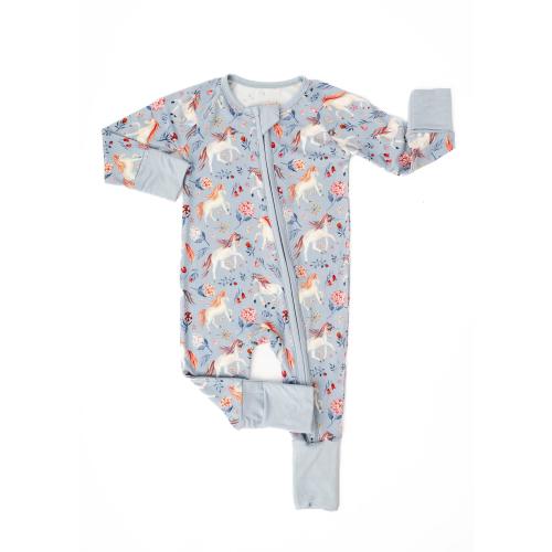 Unicorns Bamboo Baby Pajamas, Baby Girl Bamboo Baby Sleepers, Bamboo Zippered Baby Pajamas, Rainbow Baby Zippy